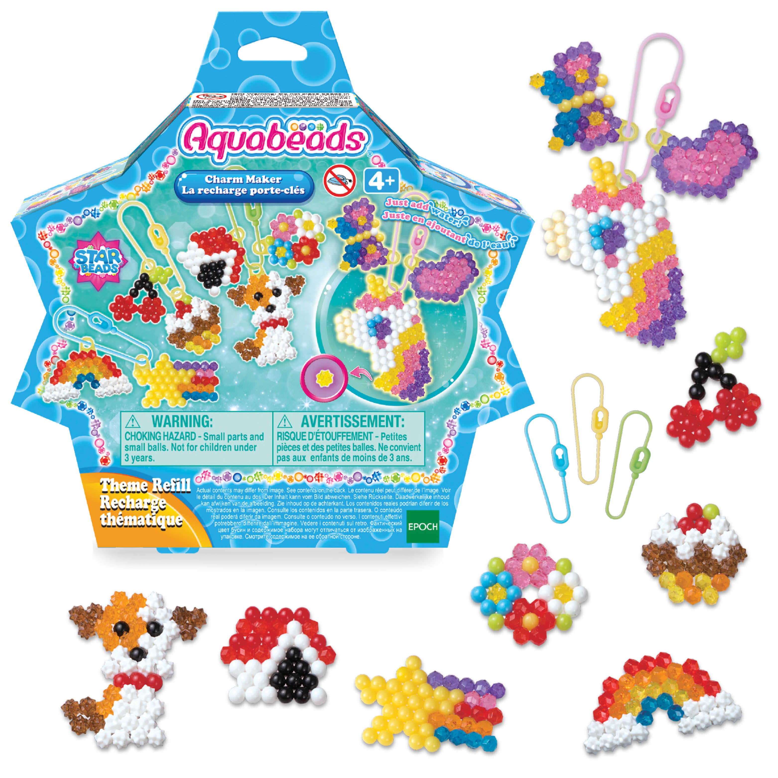 Aquabeads Arts & Crafts Charm Maker Theme Refill with Beads, Templates and  Keychains