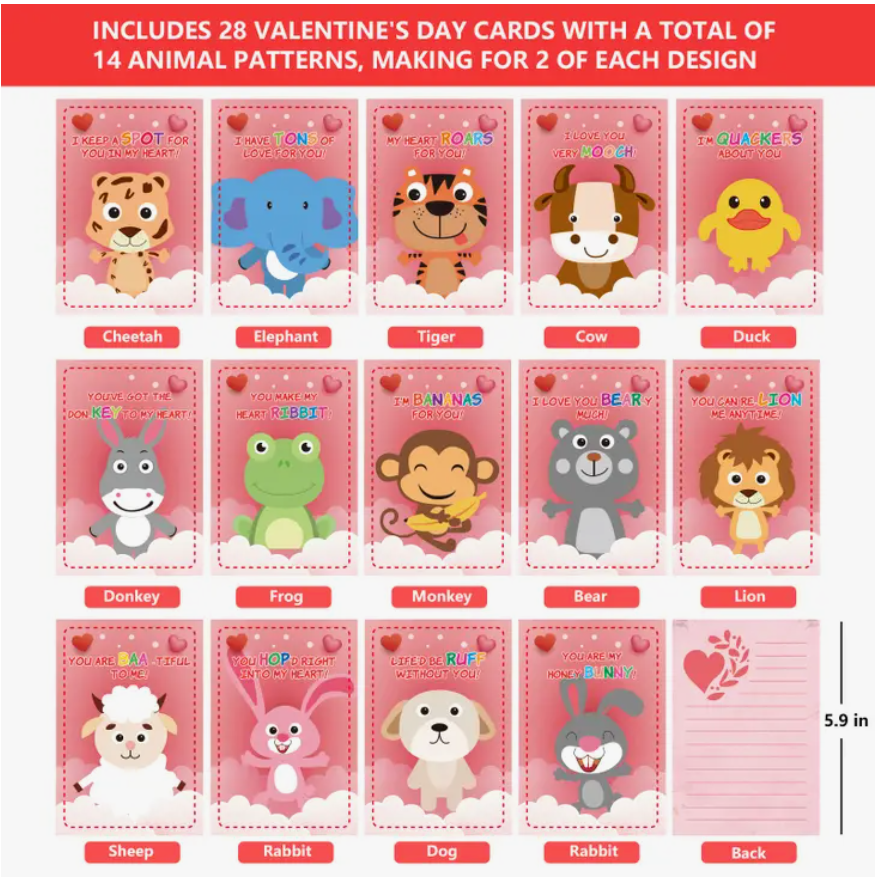 Valentines Friendship Forest Set 28 Stuffed Animals And 28 Cards