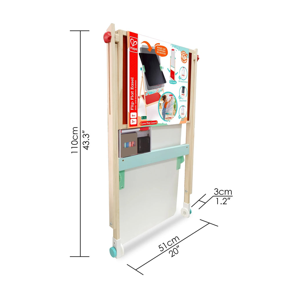 Hape Flip Flat 2 Sided Folding Easel With Blackboard & Whiteboard