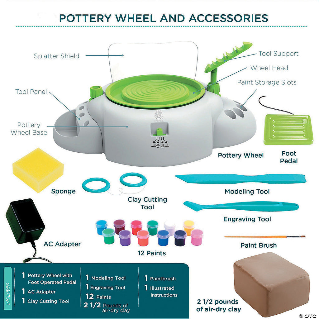 Buy MindWare Pottery Wheel & 7.5 Pounds Air-Dry Clay Pottery Kit – Pottery  Wheel for Kids and Beginners – Includes Pottery Wheel & Accessories – Ages  7 and Up Online at Lowest