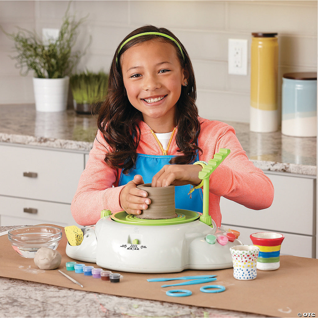 HearthSong - Pottery Wheel Kit for Kids, with 2 Lbs. Air Dry Clay